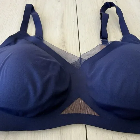 Honeylove Women Bra 36B/C Blue Crossover T Shirt Wireless Strap Adjustable - Picture 2 of 13